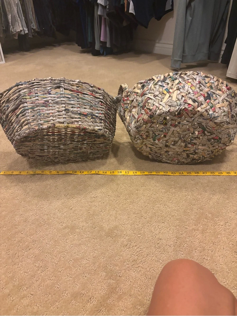 Handwoven recycled newspaper Multicolor Decorative Storage Baskets - Set of 2